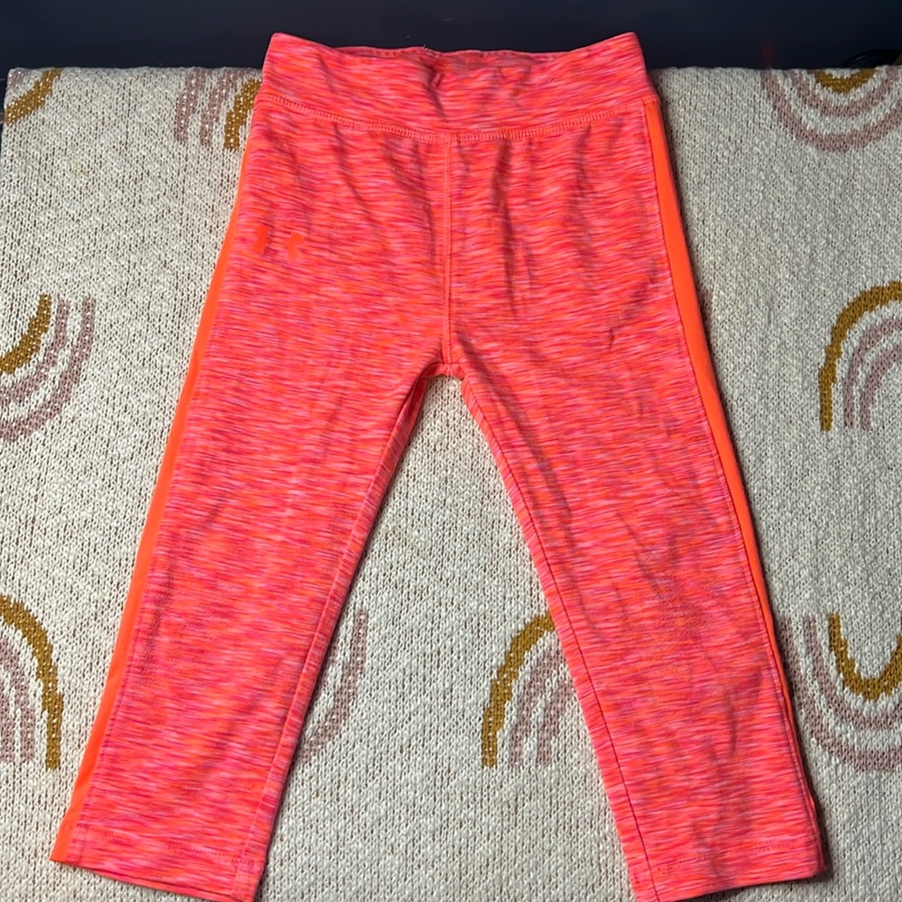 Kids youth size 6 neon pink/orange under armour carpi leggings